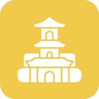 Stupa Glyph Round Corner Background Icon vector