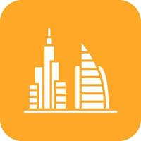 Dubai Scenery Glyph Round Corner Background Icon vector