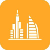 icono de fondo de esquina redonda de glifo de paisaje de dubai vector