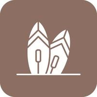 Surfing Glyph Round Corner Background Icon vector