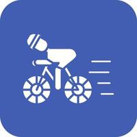 Cycling Person Glyph Round Corner Background Icon vector