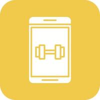 Dumbbells Glyph Round Corner Background Icon vector