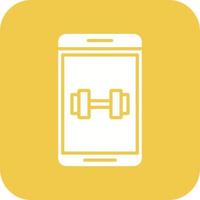 Dumbbells Glyph Round Corner Background Icon vector