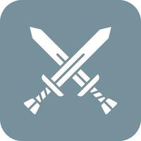 Swords Glyph Round Corner Background Icon vector