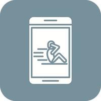 Sit Up Glyph Round Corner Background Icon vector