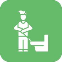 Man Cleaning Bathroom Glyph Round Corner Background Icon vector