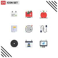 Mobile Interface Flat Color Set of 9 Pictograms of orbit orbit apple report bundle Editable Vector Design Elements