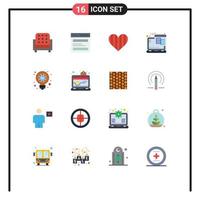 Universal Icon Symbols Group of 16 Modern Flat Colors of furniture heart sofa hero like Editable Pack of Creative Vector Design Elements