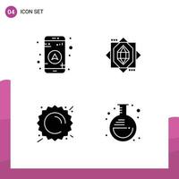 Set of Vector Solid Glyphs on Grid for gps weather core summer flask Editable Vector Design Elements