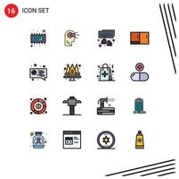 Universal Icon Symbols Group of 16 Modern Flat Color Filled Lines of digital home appliances hands furniture cabinet Editable Creative Vector Design Elements