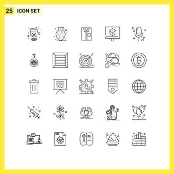 Modern Set of 25 Lines and symbols such as online knowledge cloth education formal Editable Vector Design Elements