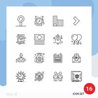 16 iconos creativos signos y símbolos modernos de agricultura comercio electrónico flecha efectivo cuaderno elementos de diseño vectorial editables vector