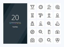 20 Tools Outline icon for presentation vector