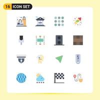 User Interface Pack of 16 Basic Flat Colors of bag dots bank gdpr festivity Editable Pack of Creative Vector Design Elements