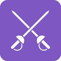 Fencing Glyph Round Corner Background Icon vector