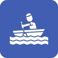 Rowing Glyph Round Corner Background Icon vector