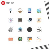 Set of 16 Commercial Flat Colors pack for location gps nature google computing Editable Pack of Creative Vector Design Elements