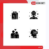 Mobile Interface Solid Glyph Set of 4 Pictograms of discount love shopping virtual reality heart Editable Vector Design Elements