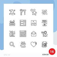 Set of 16 Modern UI Icons Symbols Signs for board food light cereal people Editable Vector Design Elements