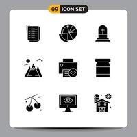 Set of 9 Modern UI Icons Symbols Signs for devices sun finance mountain easter Editable Vector Design Elements