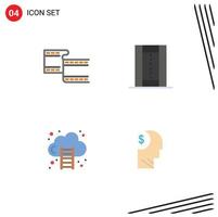 Group of 4 Modern Flat Icons Set for filam finance activities pitch marketing Editable Vector Design Elements