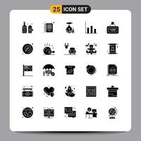 Set of 25 Commercial Solid Glyphs pack for close board oil marketing graphic Editable Vector Design Elements