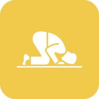 Sujud Glyph Round Corner Background Icon vector
