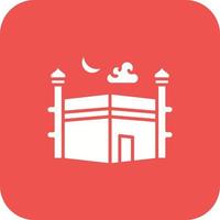 Kaaba Glyph Round Corner Background Icon vector