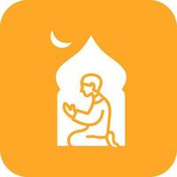 Muslim Praying Glyph Round Corner Background Icon vector