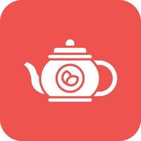 Tea Pot Glyph Round Corner Background Icon vector