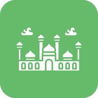 Mosque Glyph Round Corner Background Icon vector