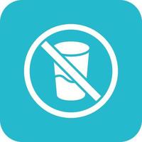 No Drink Glyph Round Corner Background Icon vector