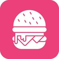 Burger Glyph Round Corner Background Icon vector