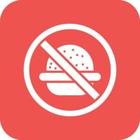 No Eating Glyph Round Corner Background Icon vector