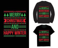 Merry christmas and happy winter t shirt vector