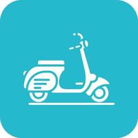 Delivery Scooter Glyph Round Corner Background Icon vector