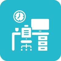 Working Hours Glyph Round Corner Background Icon vector