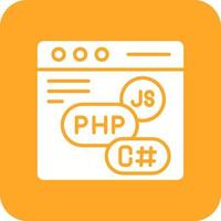 Coding Language Glyph Round Corner Background Icon vector