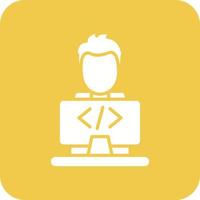 Programmer Glyph Round Corner Background Icon vector