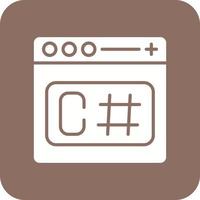 C Sharp Glyph Round Corner Background Icon vector