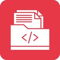 Coding Folder Glyph Round Corner Background Icon vector