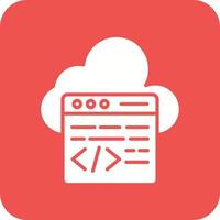 Cloud Coding Glyph Round Corner Background Icon vector