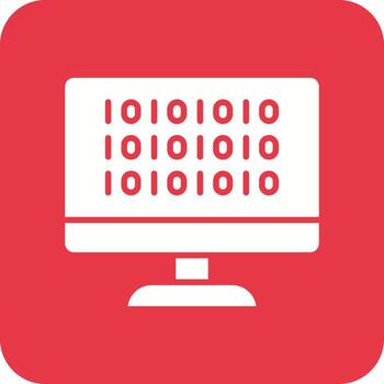 icono de fondo de esquina redonda de glifo de código binario vector