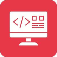 Website Coding Glyph Round Corner Background Icon vector