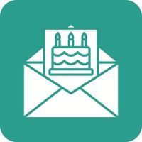 Birthday Invite Glyph Round Corner Background Icon vector