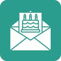 Birthday Invite Glyph Round Corner Background Icon vector