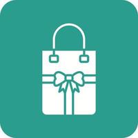 Gift Bag Glyph Round Corner Background Icon vector