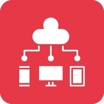 Cloud Computing Glyph Round Corner Background Icon vector