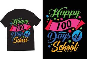 feliz 100 día de escuela diseño de camiseta archivo vectorial listo para imprimir vector