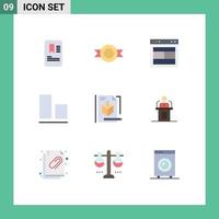 Pack of 9 creative Flat Colors of technology box site file bottom Editable Vector Design Elements